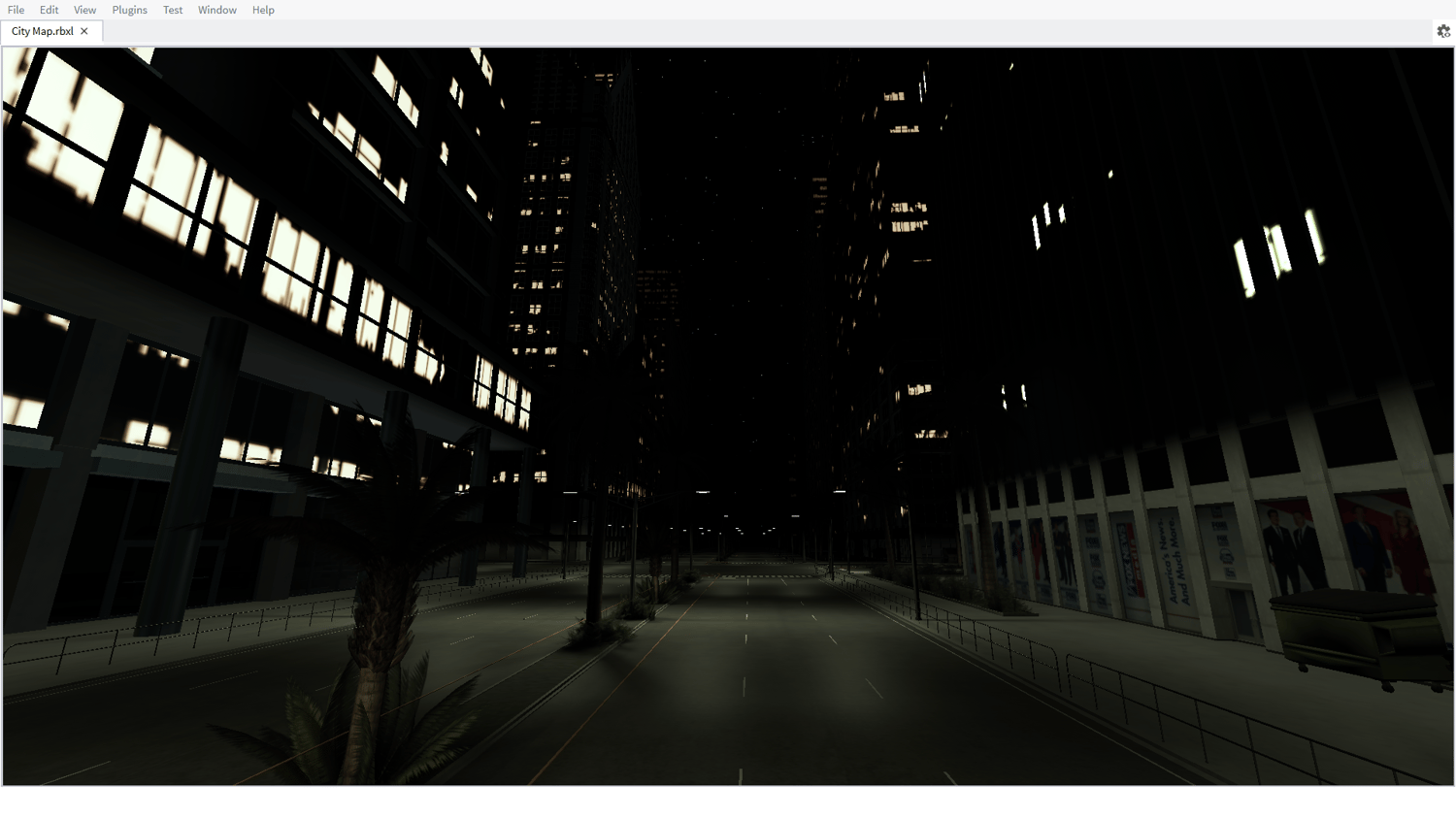 Alleyway between city blocks at night