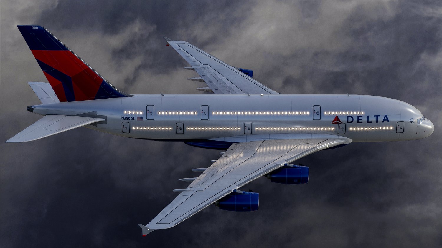 www.3dgtx.com - Animated Airbus A380-800 Airliner 3 - Delta Air Lnes - Highpoly - Image 4
