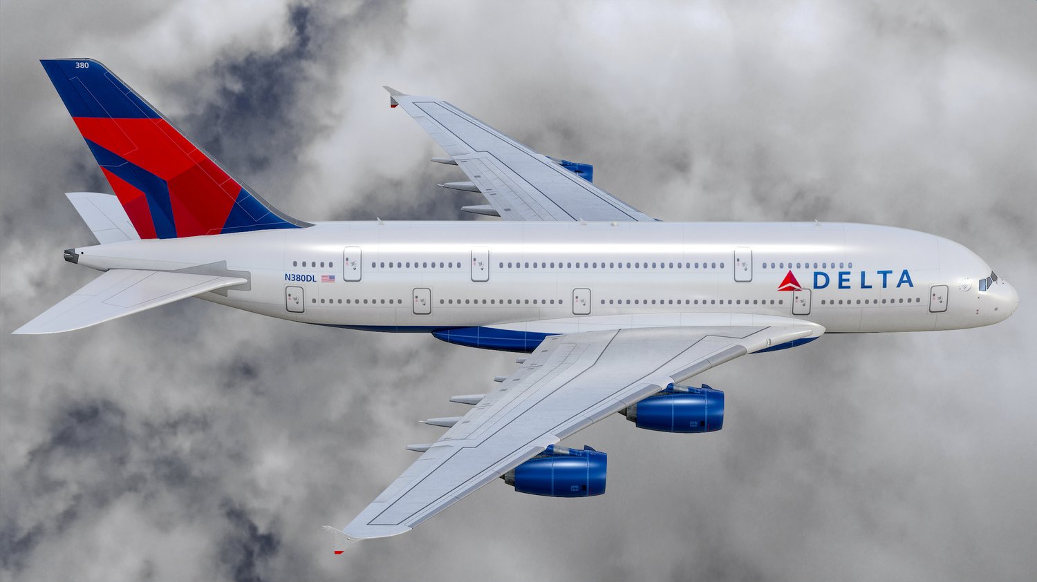 www.3dgtx.com - Animated Airbus A380-800 Airliner 3 - Delta Air Lnes - Highpoly - Image 3