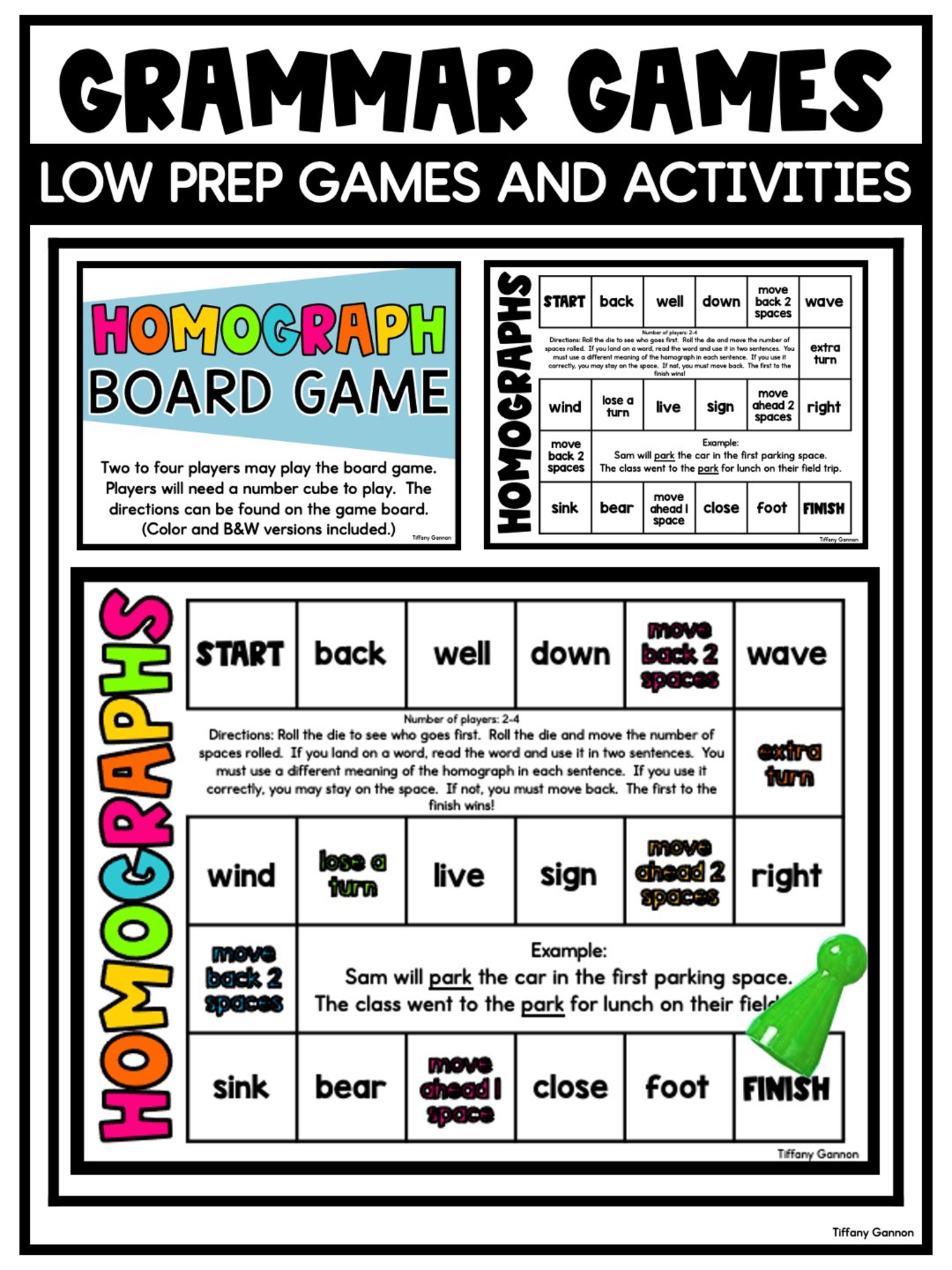 Homographs Games, Worksheets, and Anchor Charts | Grammar Games