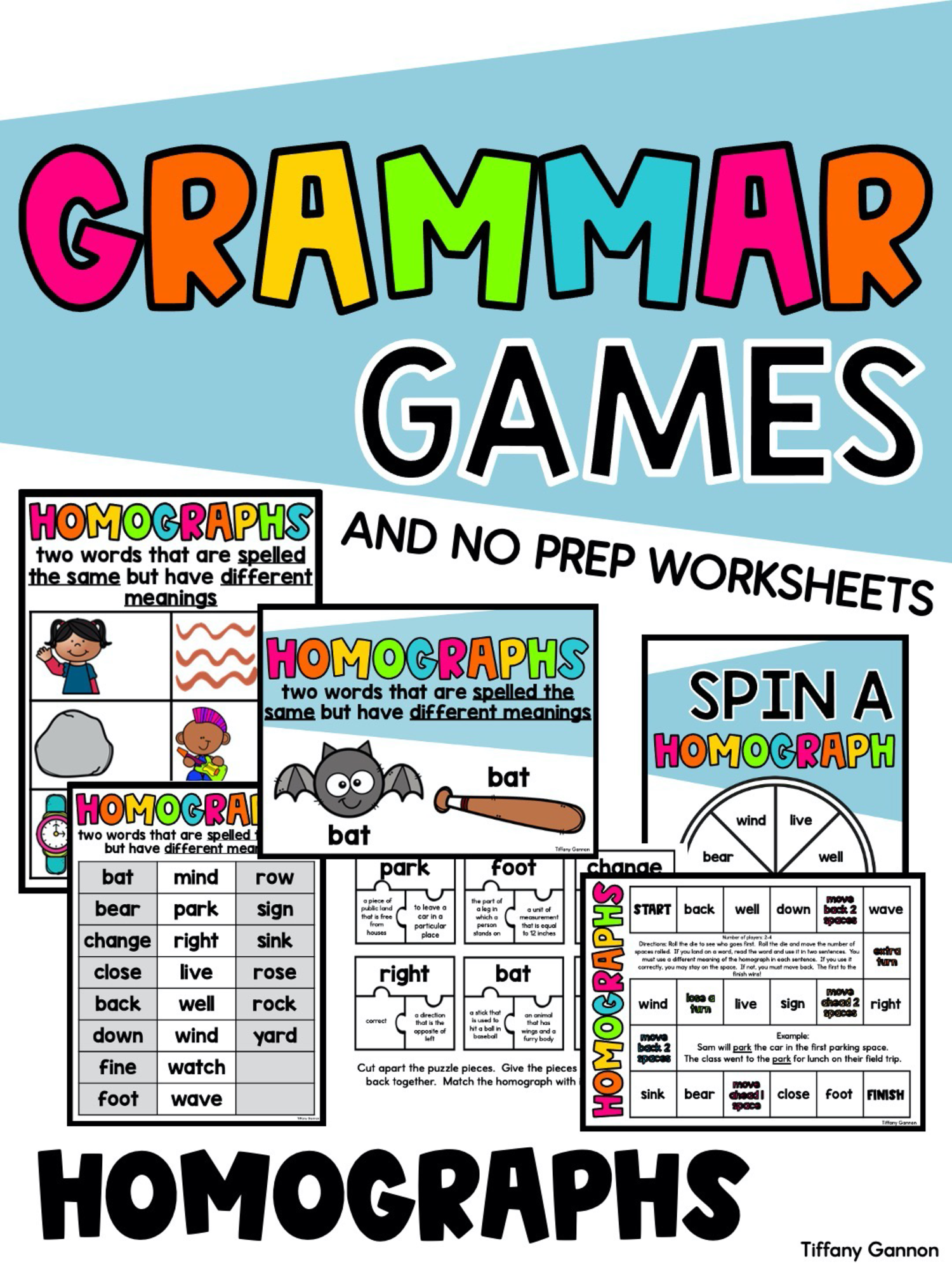 Homographs Games, Worksheets, and Anchor Charts | Grammar Games