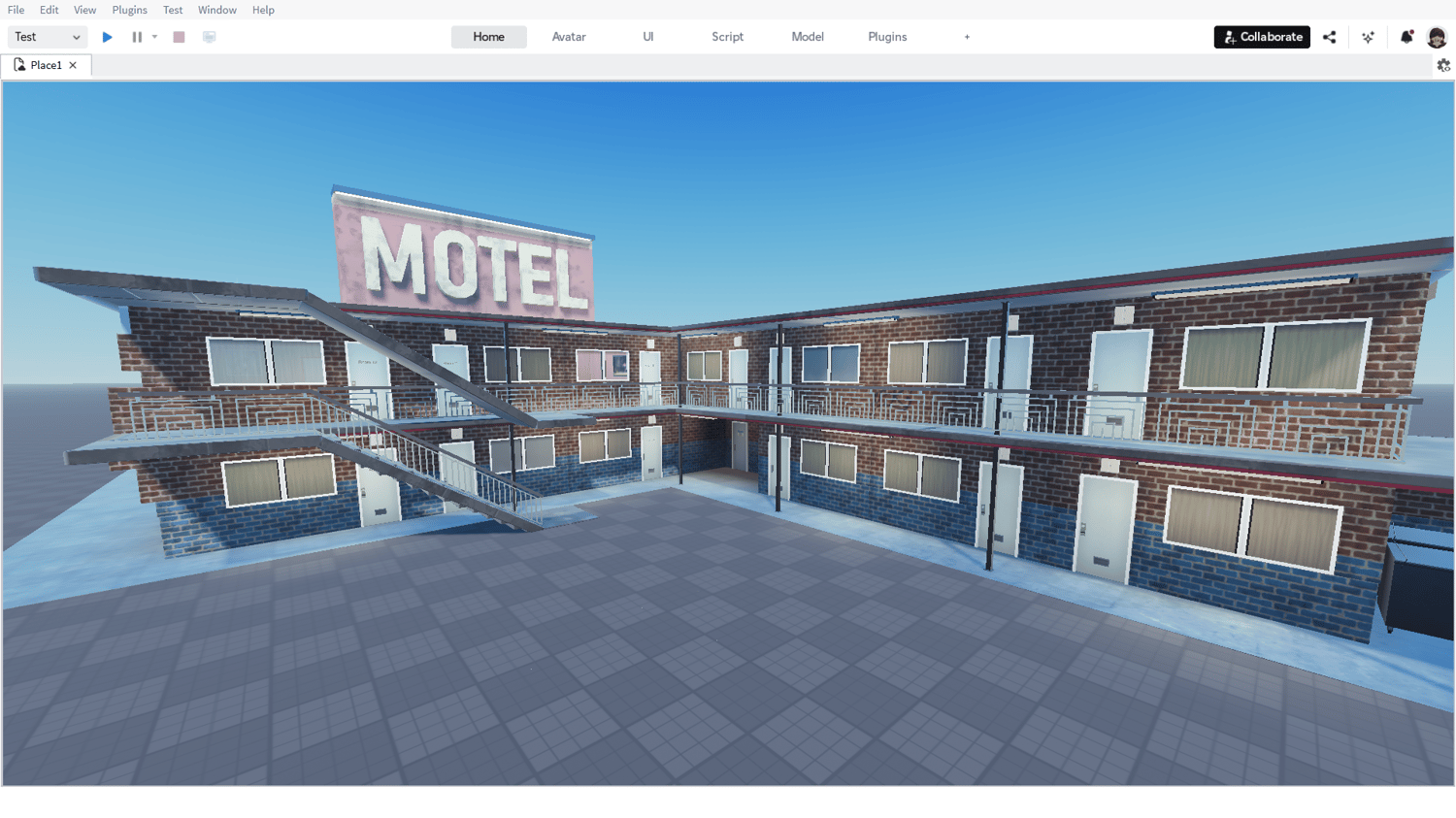 Rural Motel exterior front view Roblox asset