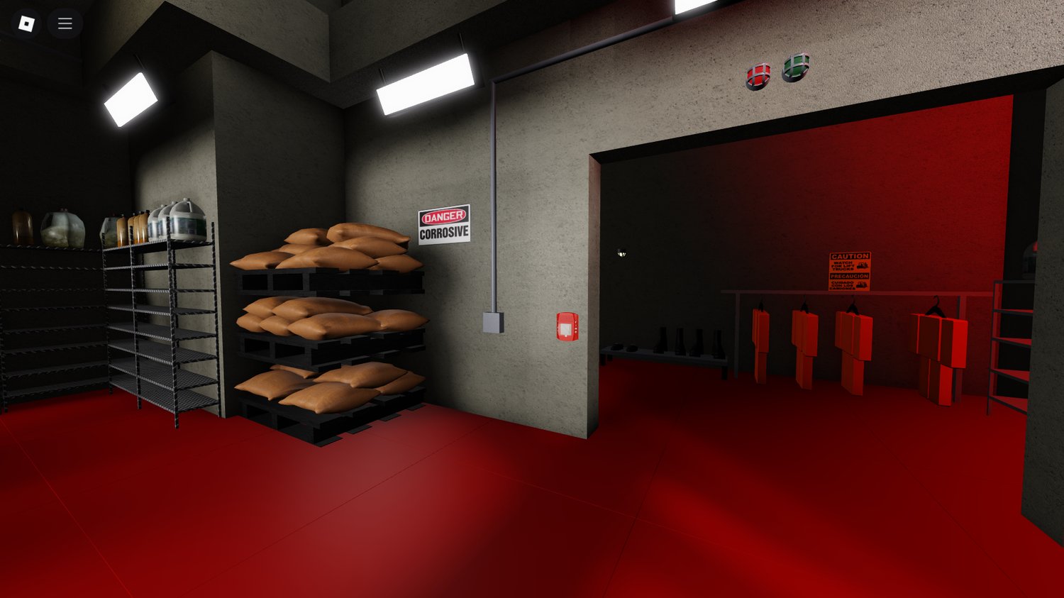 Underground laboratory room layout with props