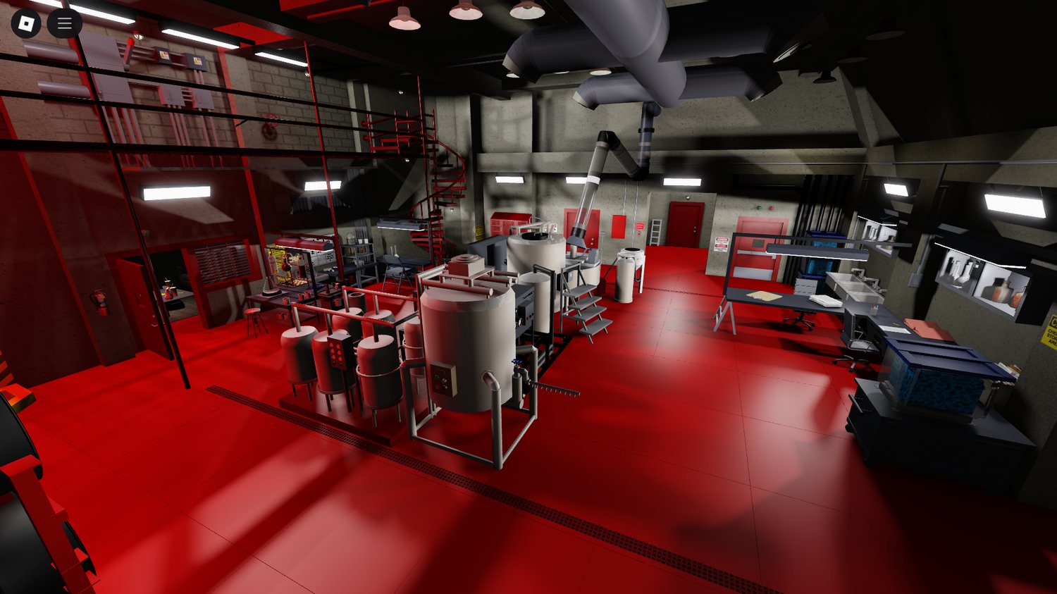 Control panel and workstation inside lab area