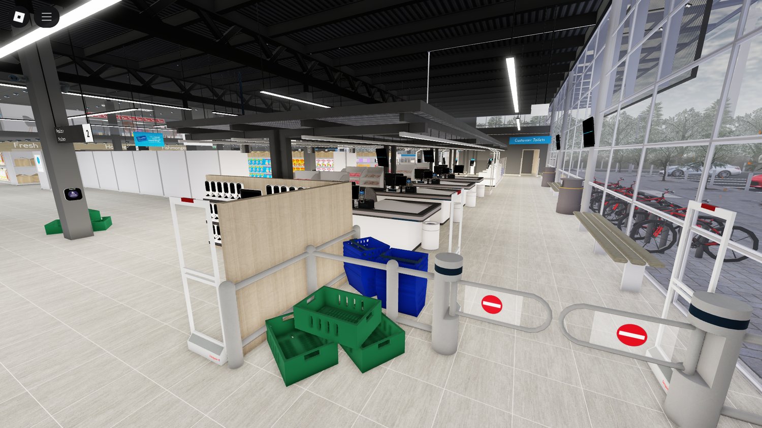 Seating and social areas inside retail plaza