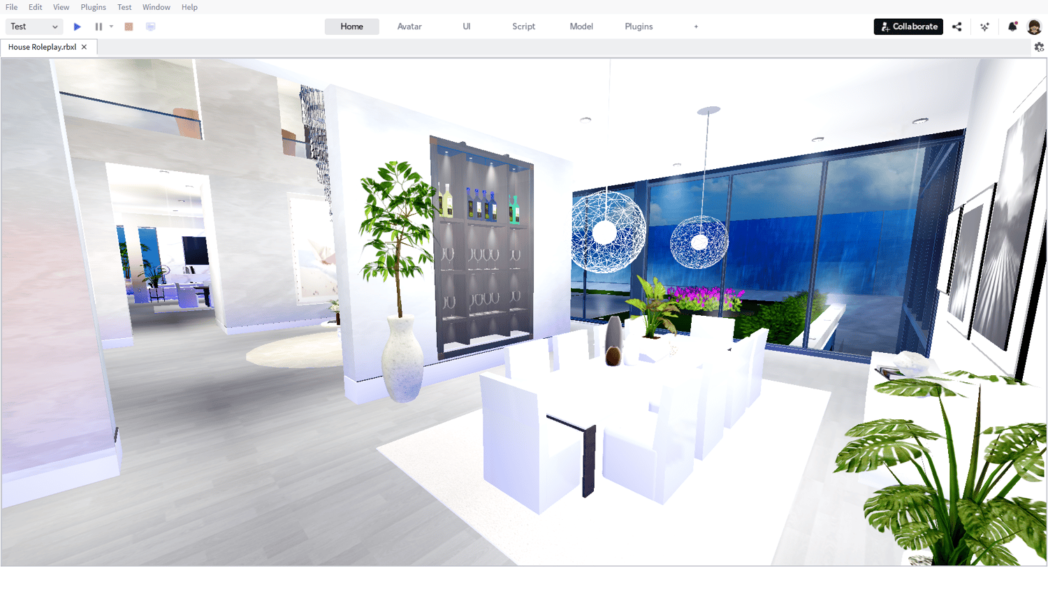 Party or hangout space in open-plan interior