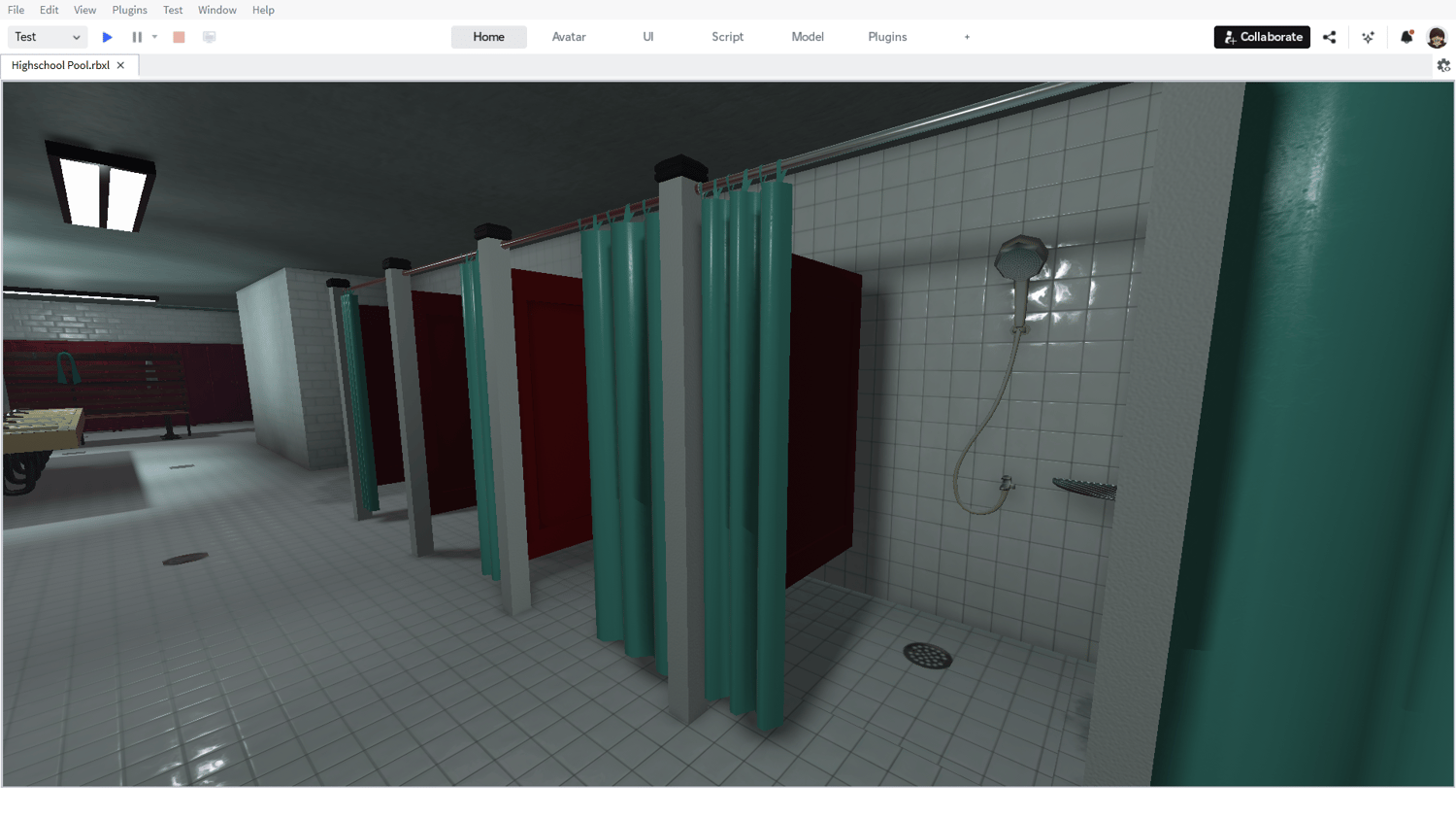 Lifeguard or coach office overlooking main pool