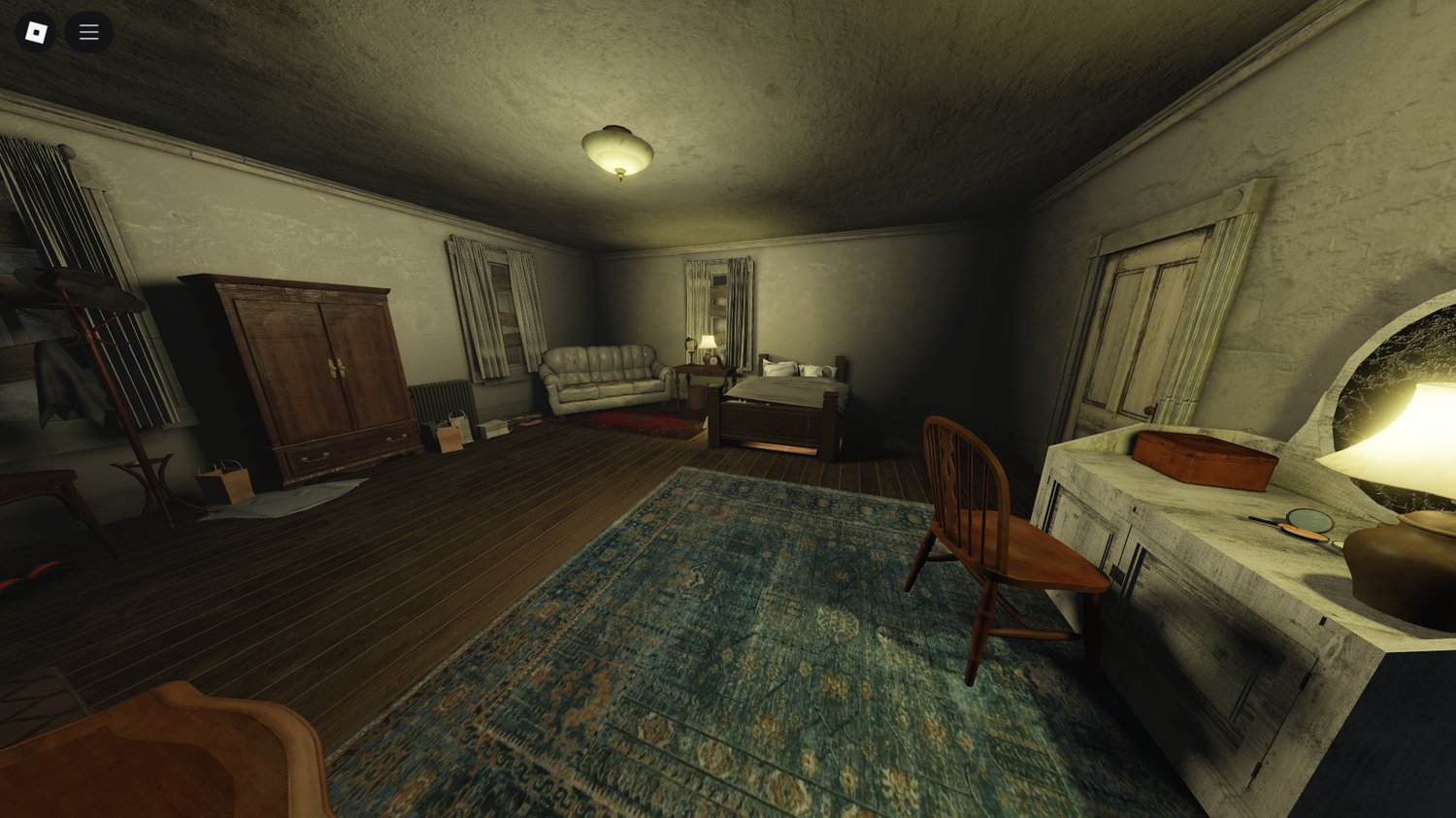 Staircase and corridor with atmospheric lighting