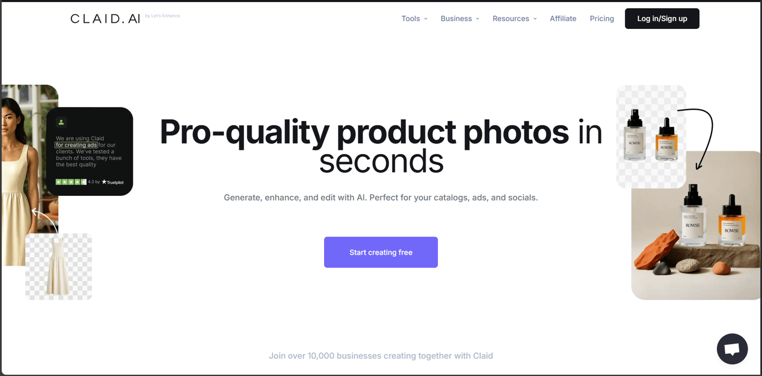 Claid website homepage