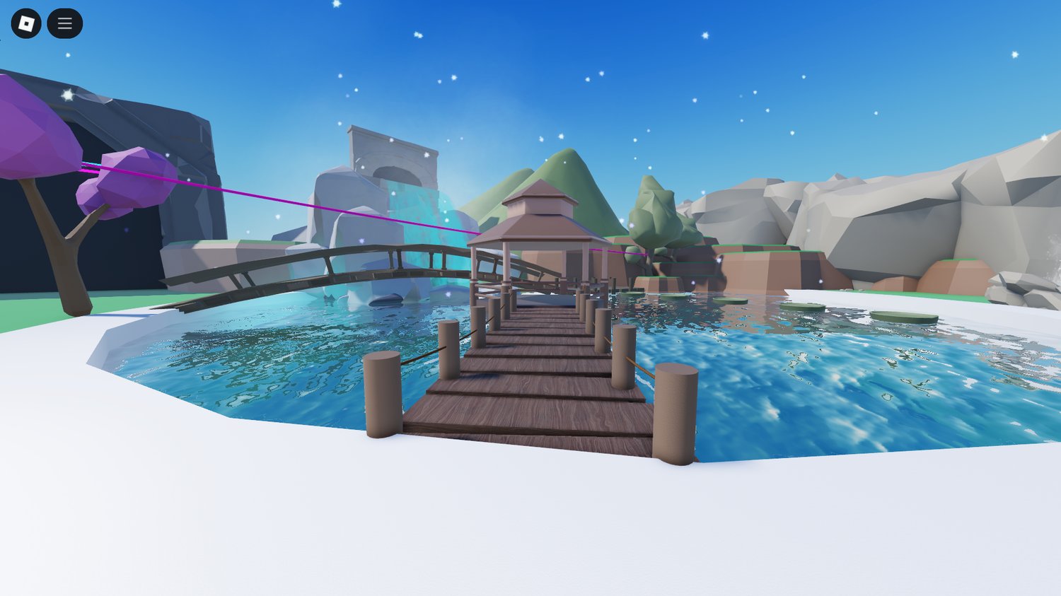 Decorative portal structures in lobby landscape