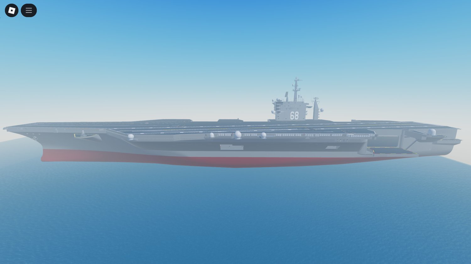 Top-down view of the flight deck with runway markings