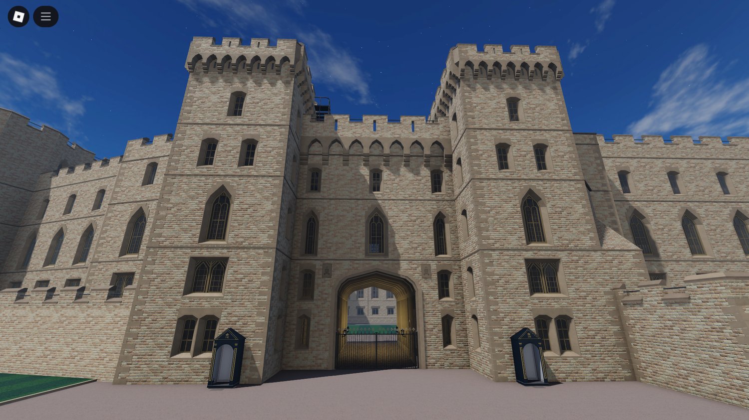 Large castle parade ground prepared for ceremony