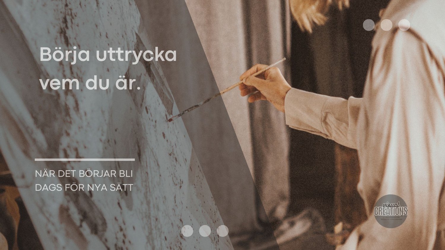Börja uttrycka  vem du är [del 3]. Person sitter vid ett staffli och målar med pensel.