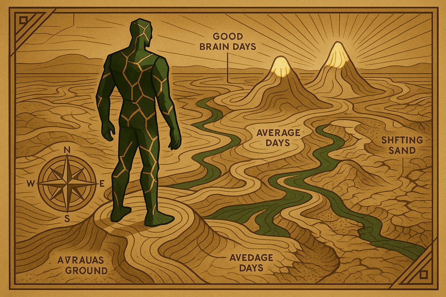 notre héros en réparation kintsugi réfléchit au chemin a parcourir, la distance, la direction, le meilleur chemin à prendre en fonction de son énergie. Notre héro sait qu'il doit faire l'effort d'atteindre son rêve : il fixe son objectif, sa destination.