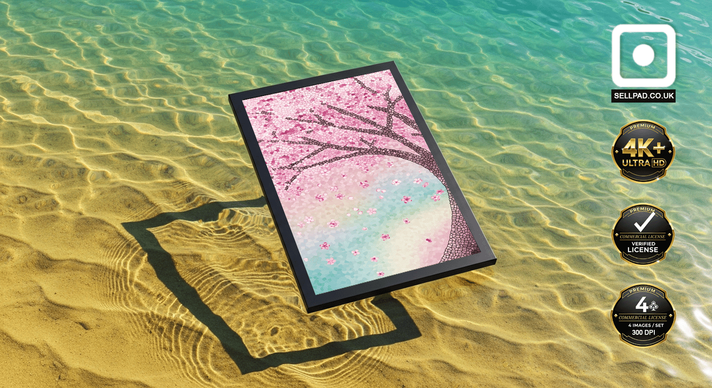 Abstract Cherry Blossom Digital Poster – Art Scene with Soft Lighting