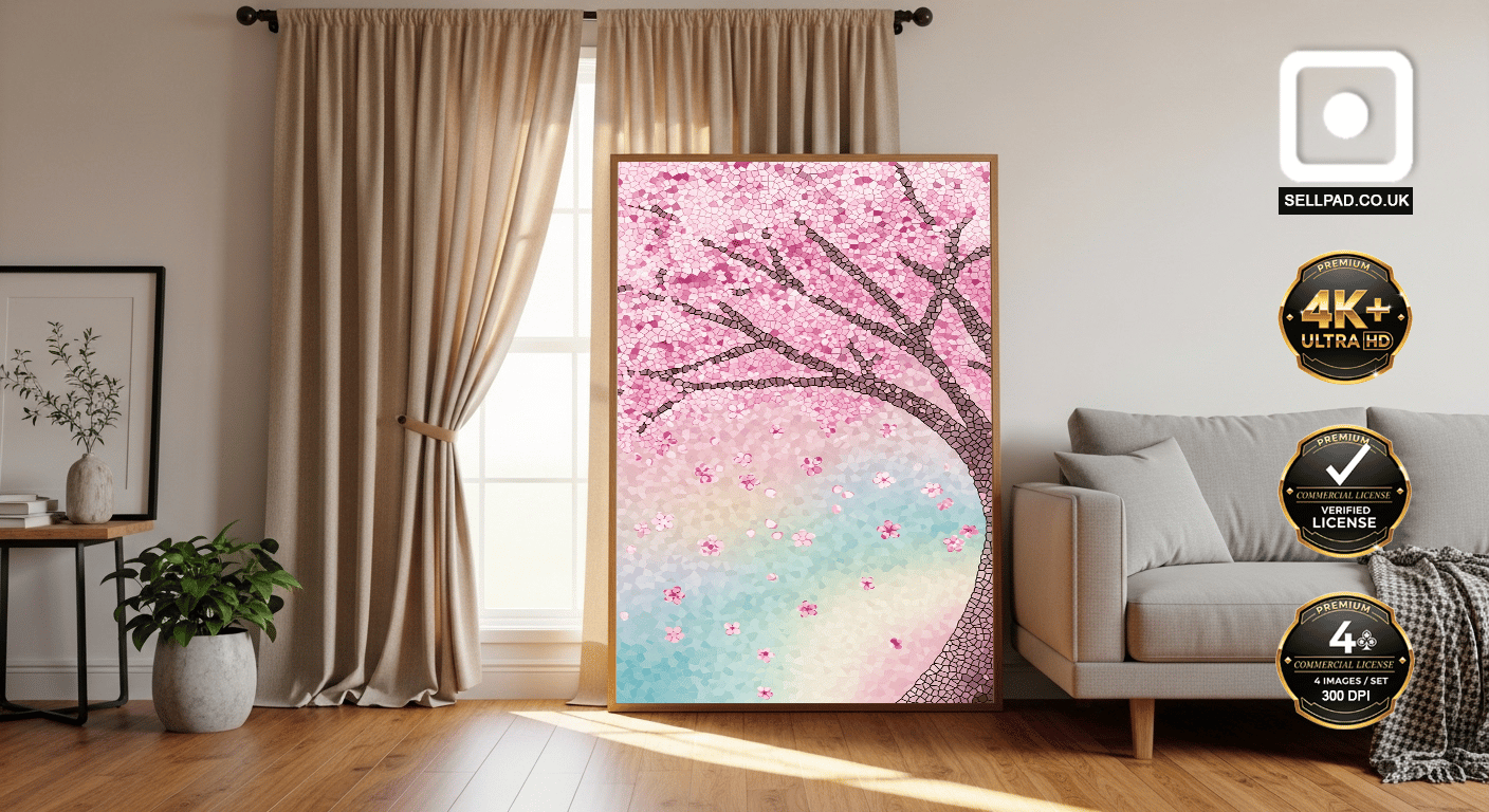Abstract Cherry Blossom Digital Poster – Decorative Wall Layout