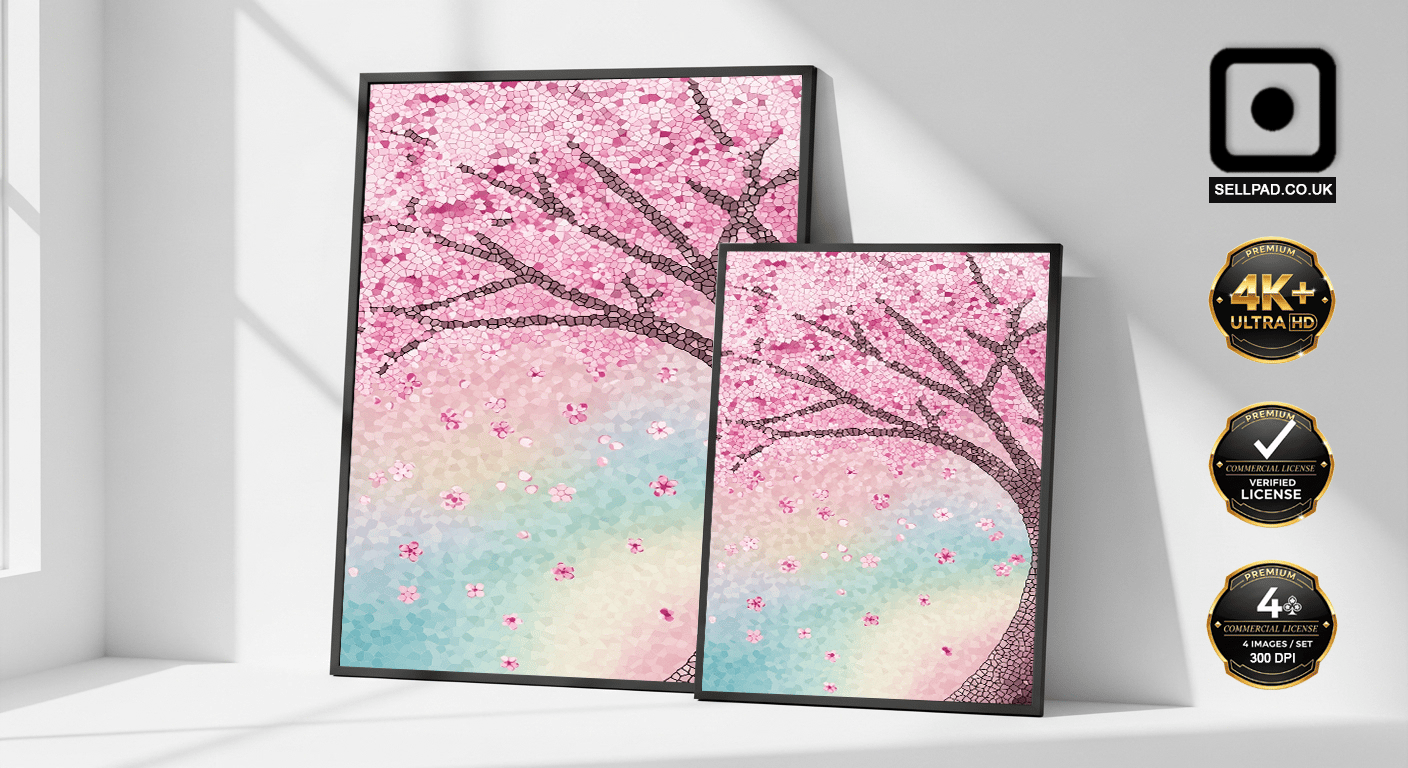 Abstract Cherry Blossom Digital Poster – Creative Art Showcase