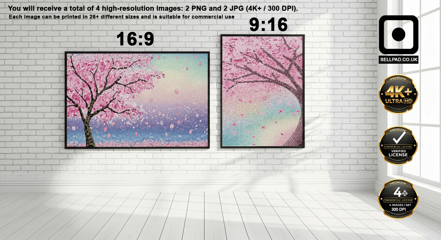Abstract Cherry Blossom Digital Poster – Home Interior Design