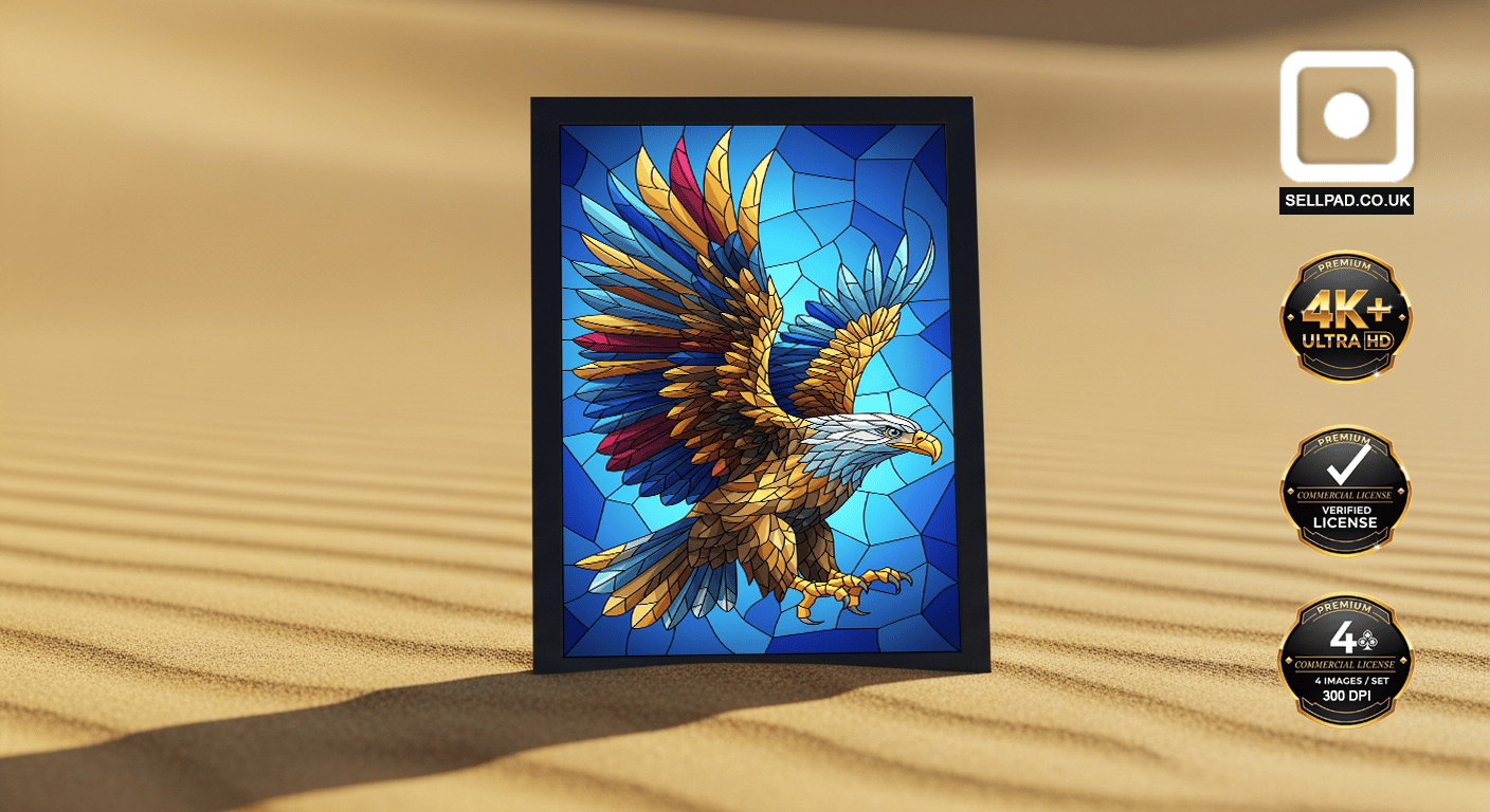 Vibrant Mosaic Eagle Abstract Digital Art – Subtle Wall Decoration