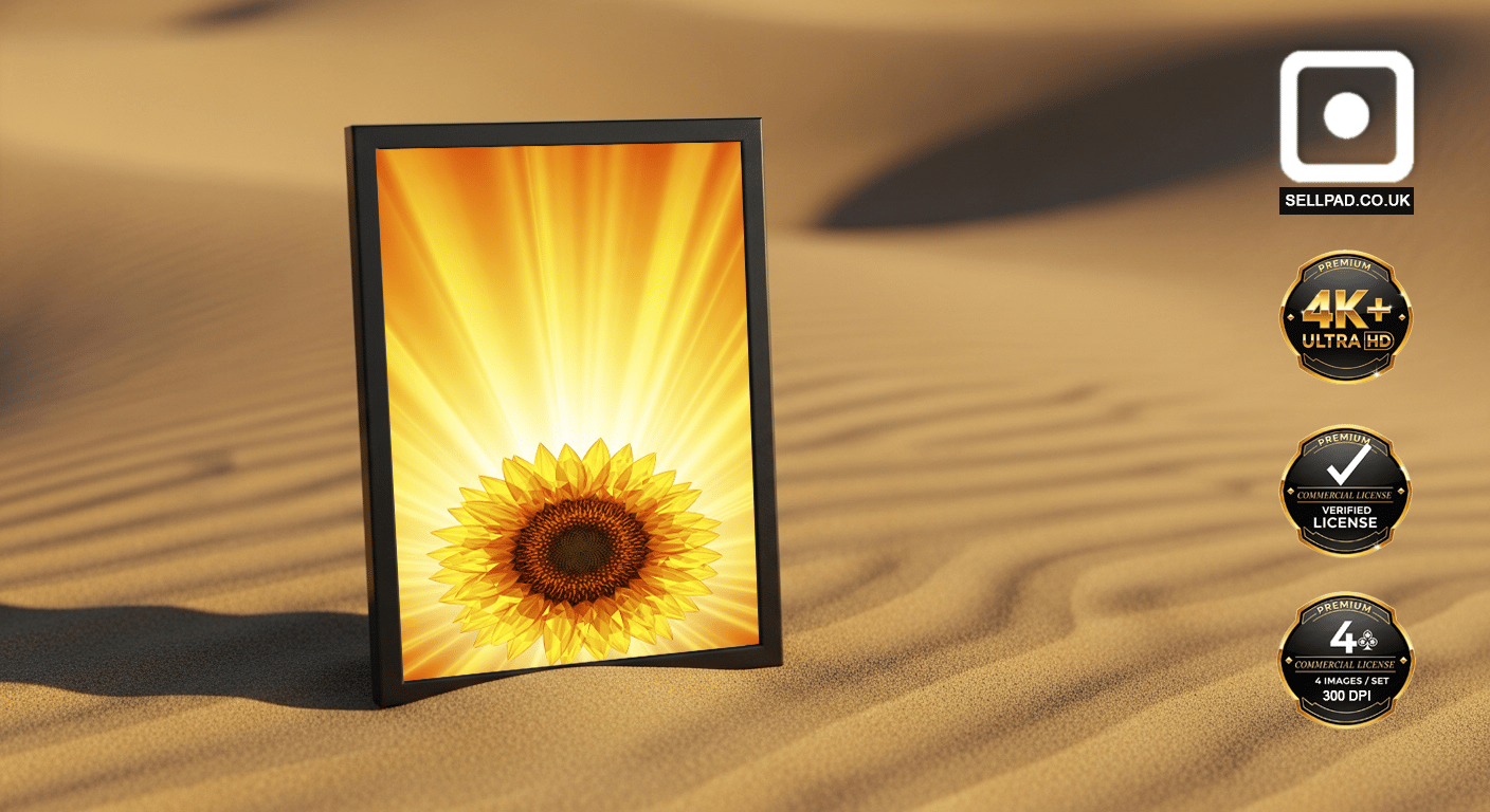 Sunflower Abstract Mosaic Poster in Bright Yellow Tones – Warm Interior Atmosphere