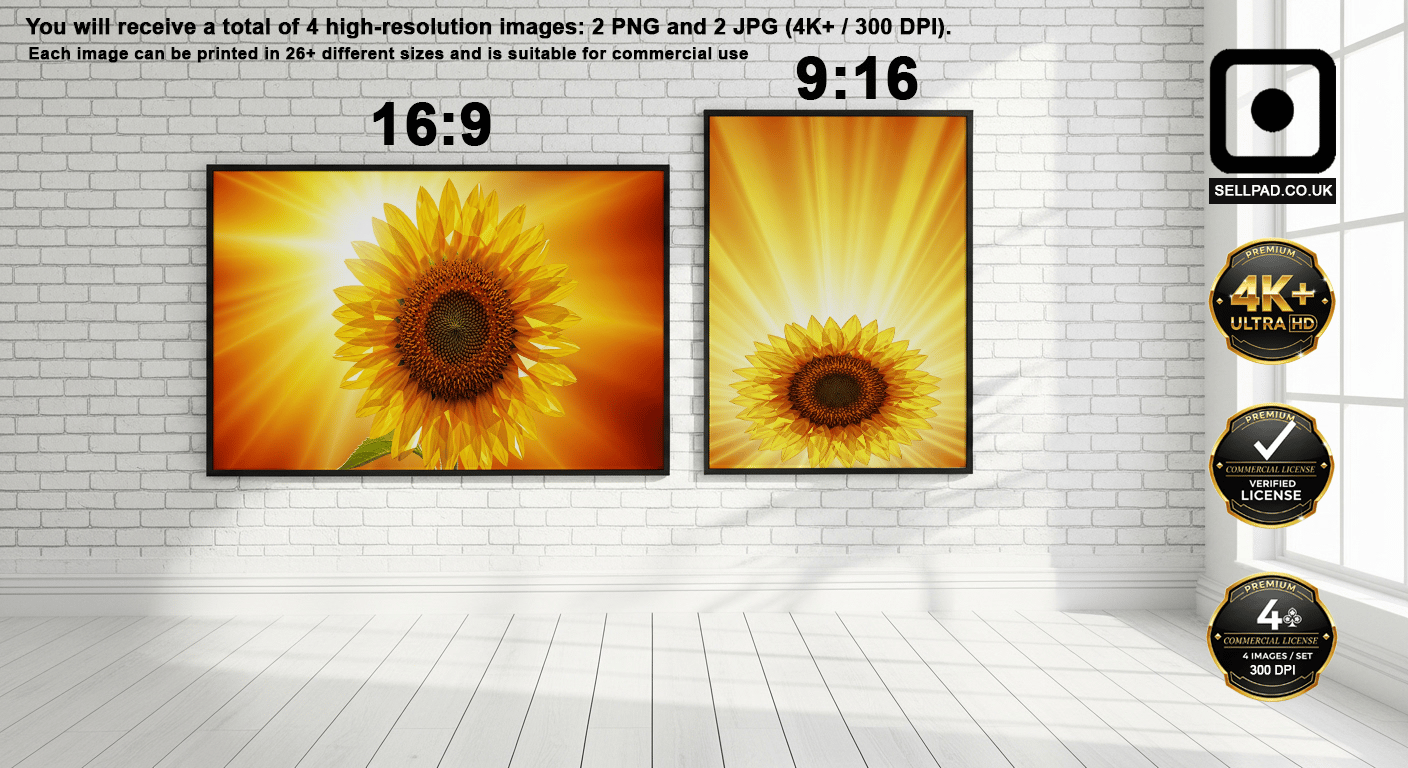 Sunflower Abstract Mosaic Poster in Bright Yellow Tones – Framed Poster on Wall