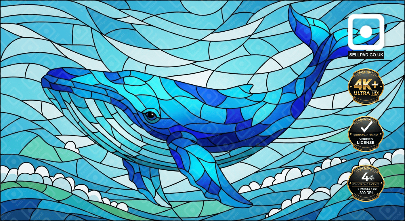 Mosaic Whale Colorful Pop Art Digital Poster – Art Print Mockup Scene