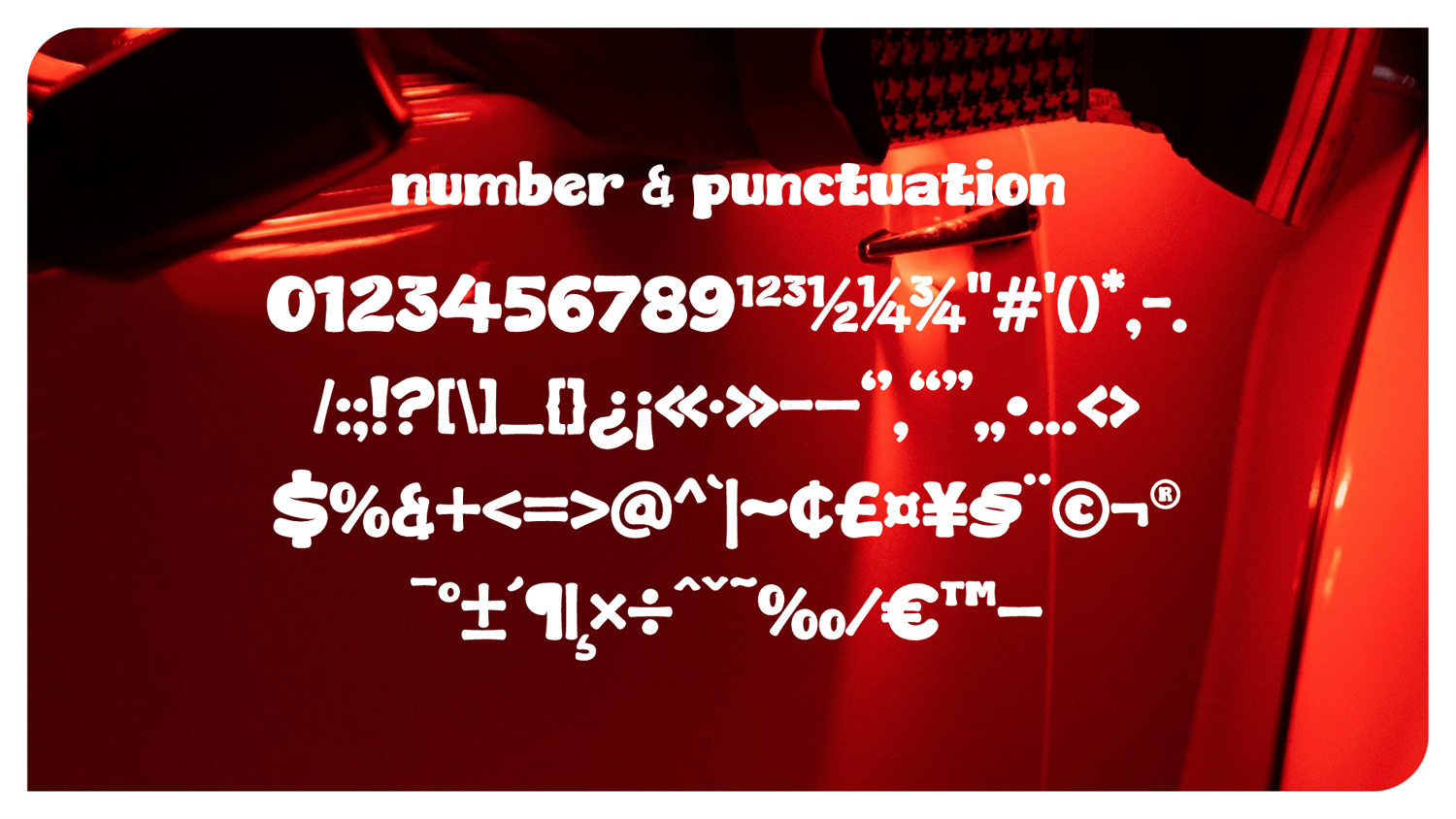 Cosmic Puff typeface showing numbers and punctuation in groovy 70s style