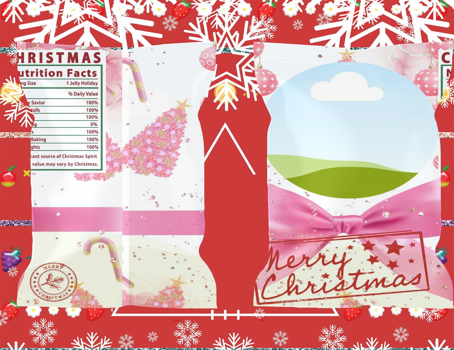 christmas chip bag holiday party favor canva chip bag editable chip bag christmas printable holiday wrappers diy chip bag template party favor printable christmas canva template custom snack bag wrapper kids party design photo chip bag template