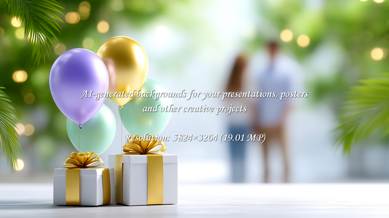 Capture the essence of joyous celebration with festive balloons and beautifully wrapped gifts, perfect for invitations, banners, or social media.