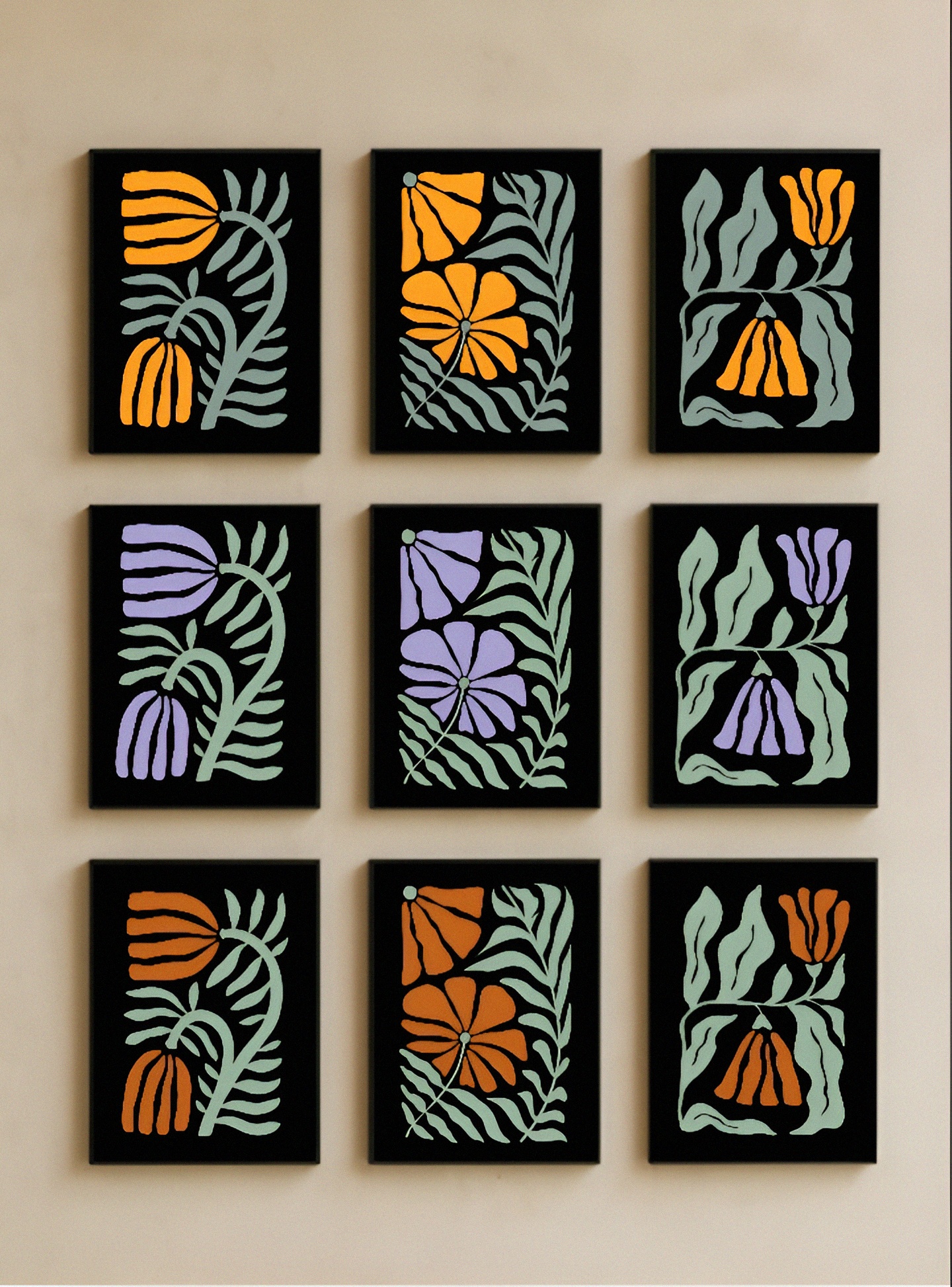 Modern Abstract Floral Wall Art Set – Minimalist Botanical Prints for ...