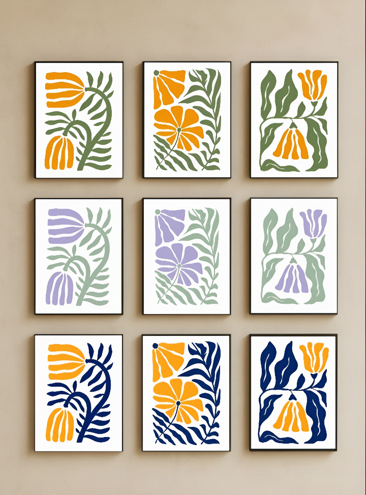 Modern Abstract Floral Wall Art Set – Minimalist Botanical Prints for ...