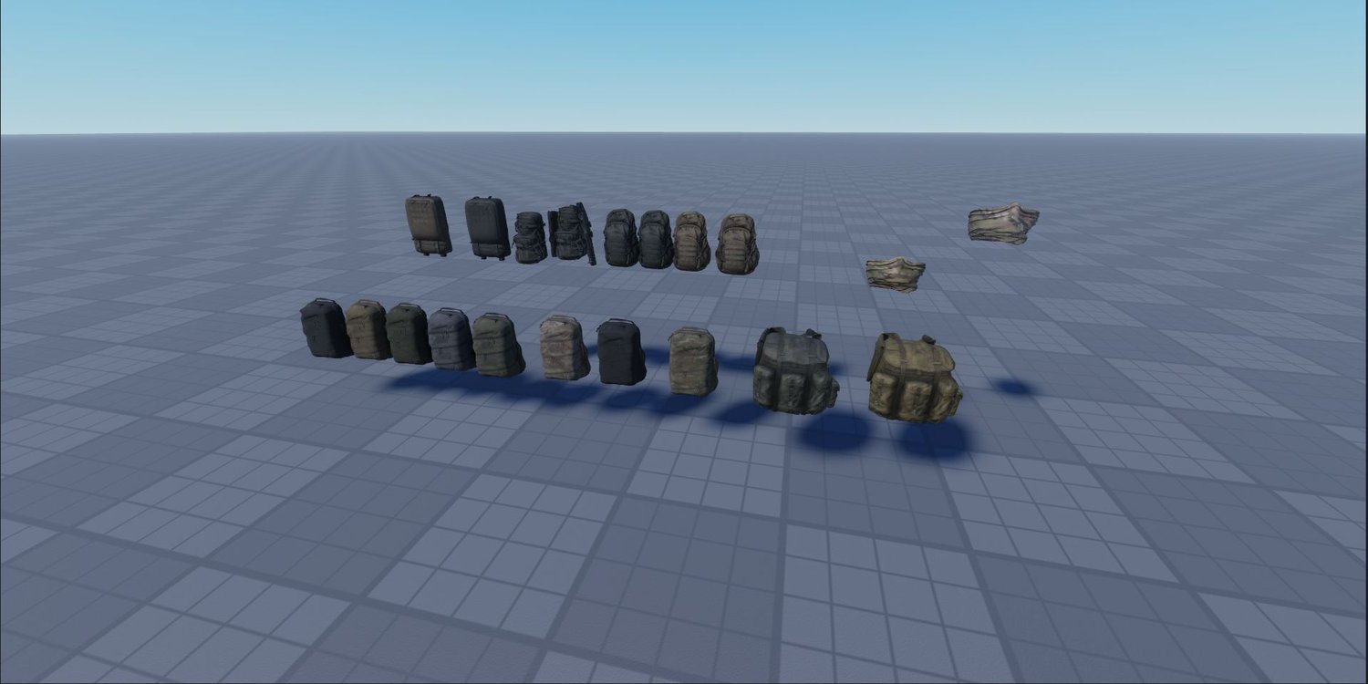 Free Roblox backpack collection with 18 realistic models