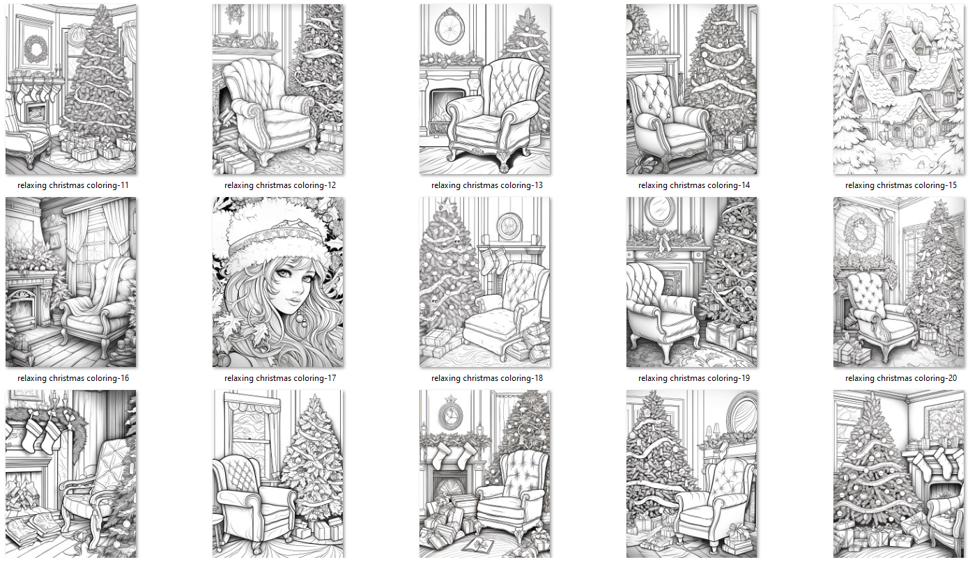 200+ Calm & Joyful Christmas Coloring Designs