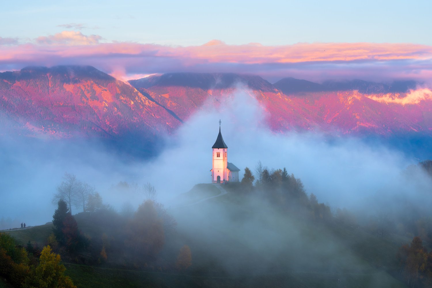 Jamnik Church 2025 sunset slovenia landscape photography blue hour time blend