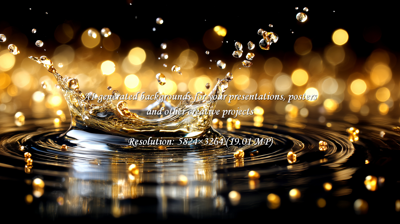 A stunning golden liquid splash with elegant bokeh lights, perfect for luxury branding, product promotions, and festive events. Capture the feeling of elegance and modern style with this striking background.