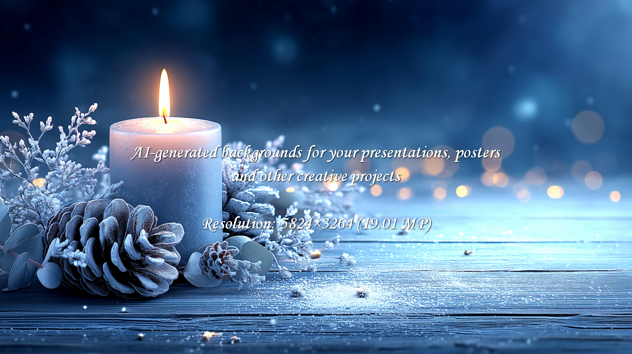 Experience the enchanting warmth of a glowing candle surrounded by frosted pinecones, evoking a magical winter holiday spirit on a rustic wooden surface with soft bokeh lights.