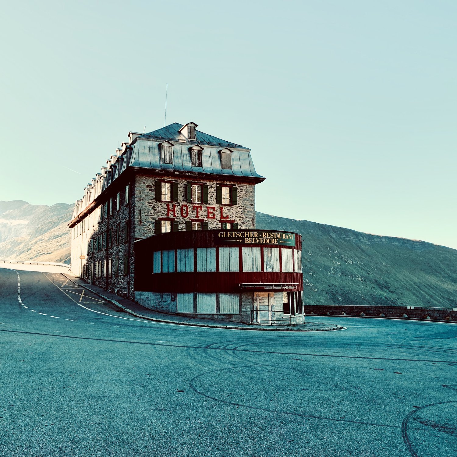 Hotel Belvedere on the Furka pass in Switzlerland