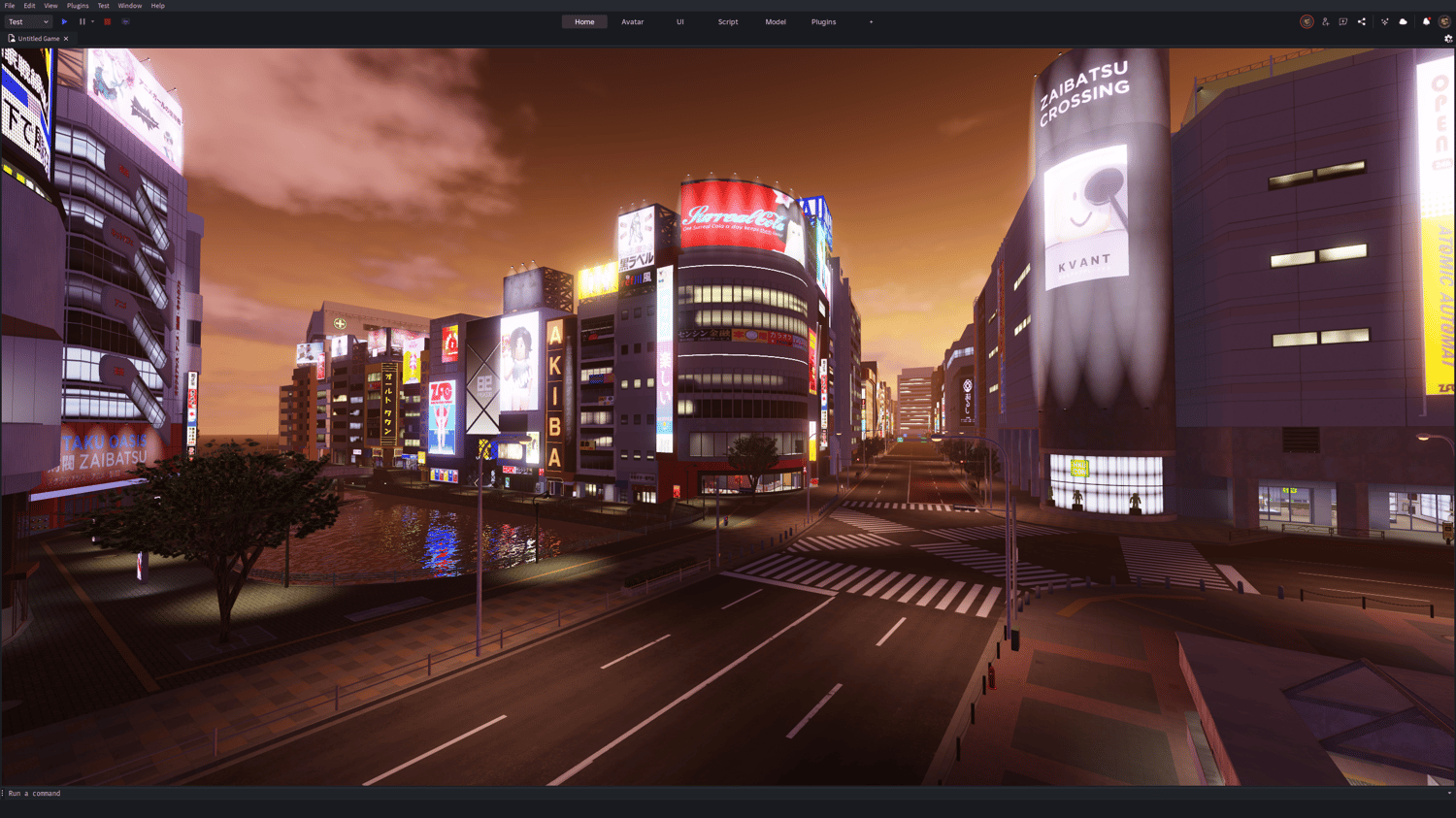 Roblox futuristic city at night with Japanese architecture