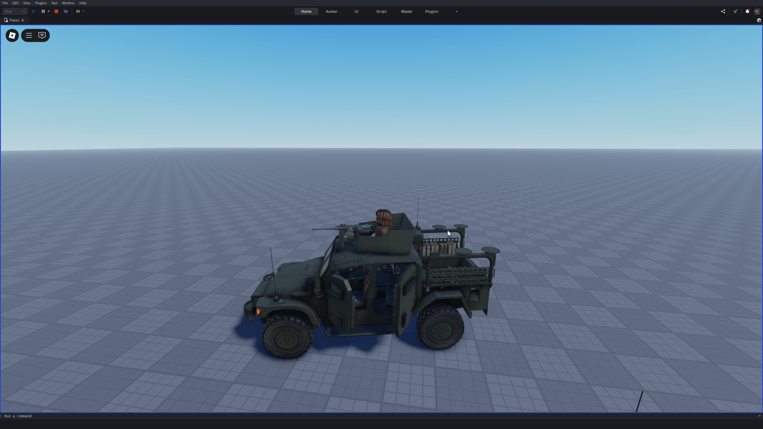 Roblox Husky 4x4 tactical support vehicle forest camo front view