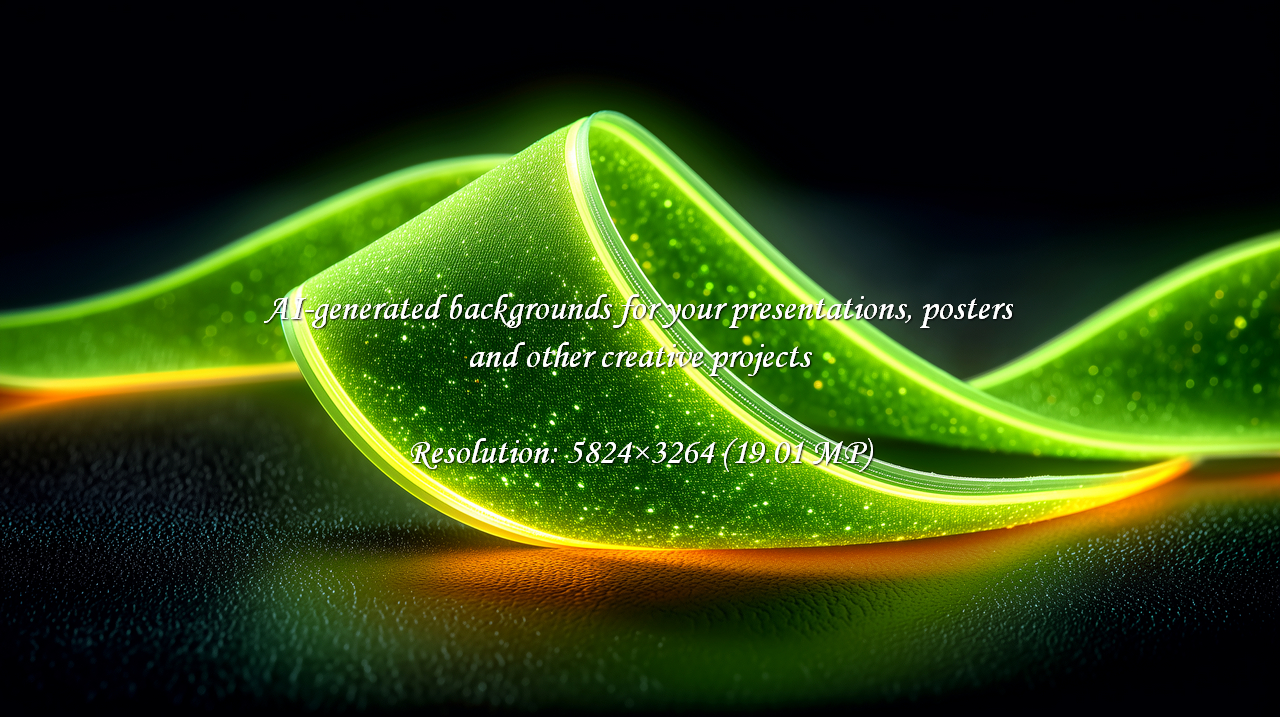Vibrant green glowing ribbon with sparkling particles curves elegantly against a dark textured background, radiating modern energy and innovation.
