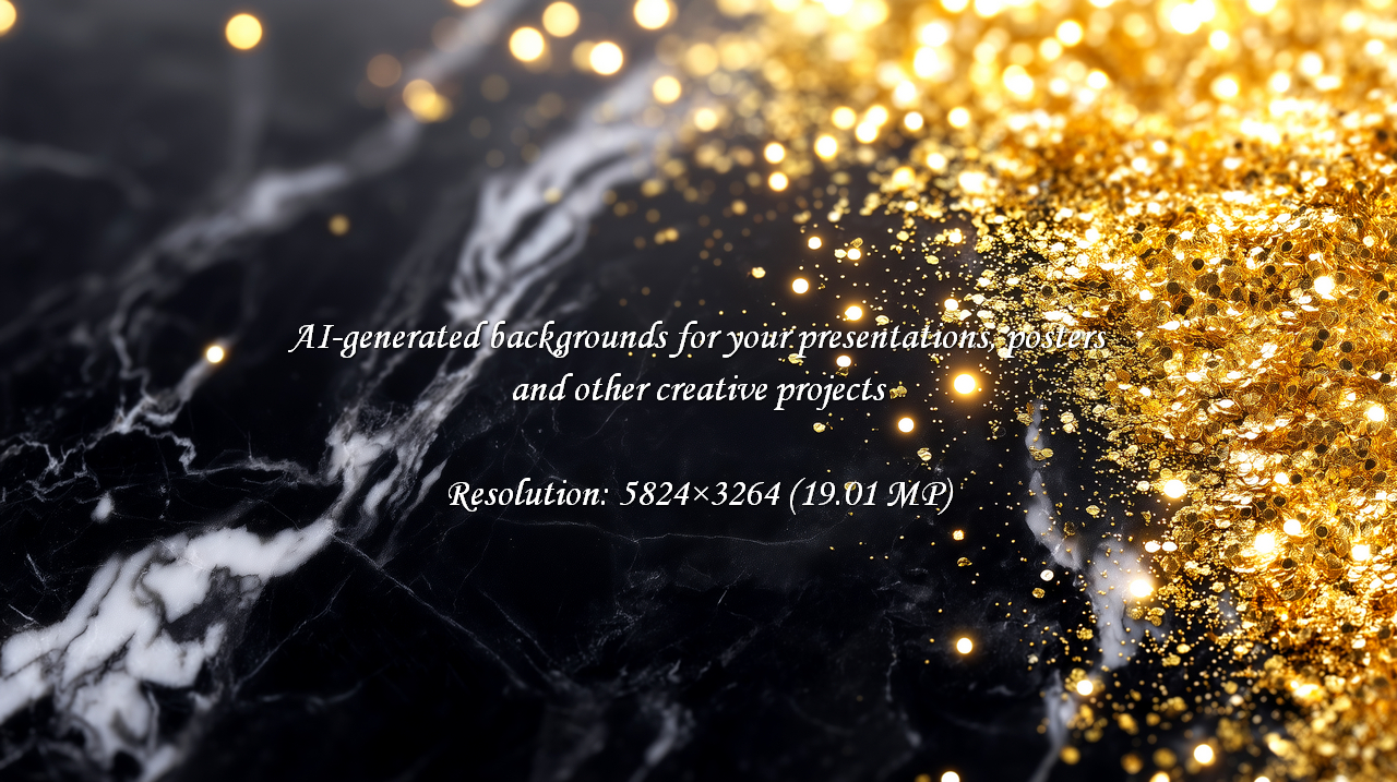 Captivating blend of opulent gold glitter and soft bokeh lights dances across a sophisticated black marble surface, evoking luxury and festive joy for celebratory designs.