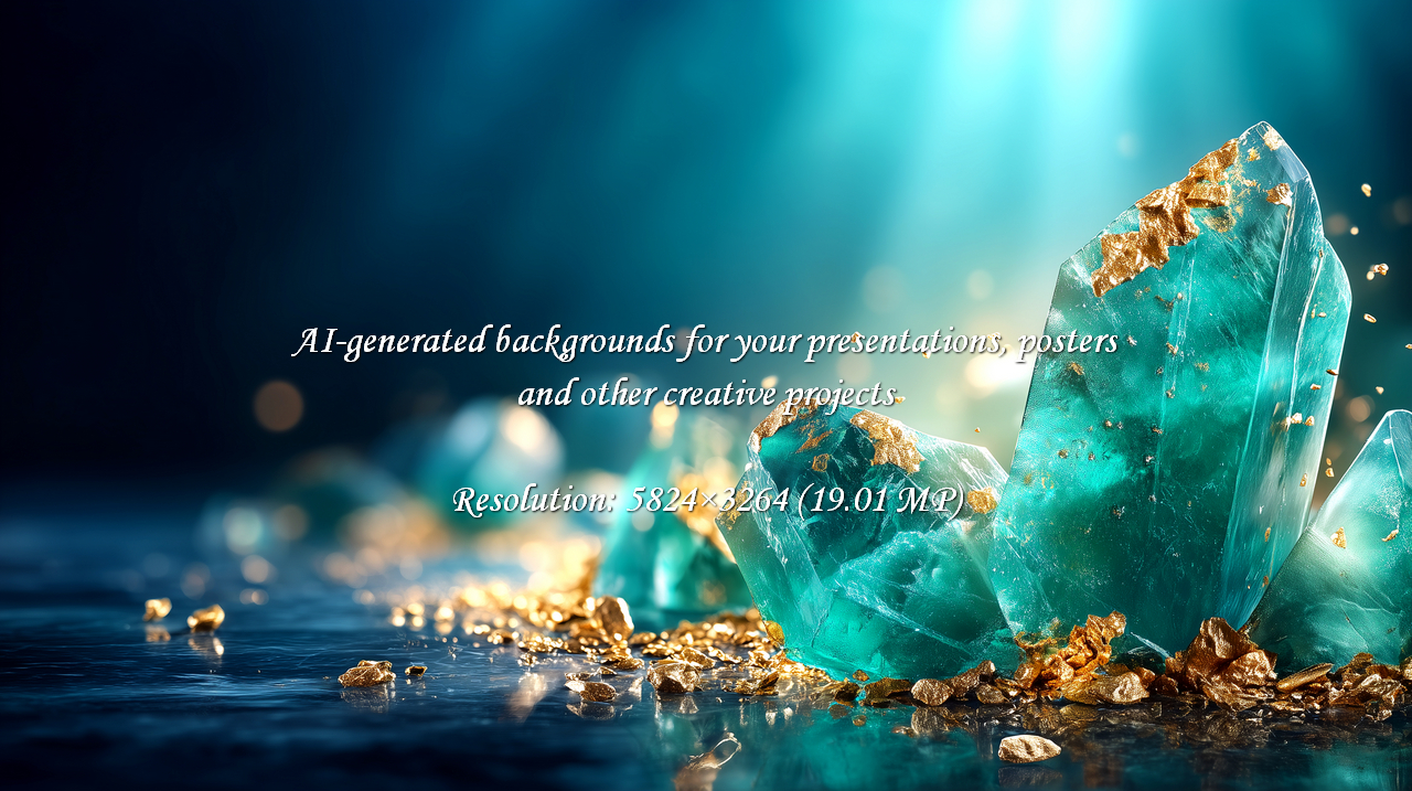 Captivating turquoise crystals adorned with brilliant gold fragments radiate a mystical underwater glow. This opulent scene blends natural beauty with luxurious treasure, perfect for projects evoking wealth, magic, or deep natural wonder.