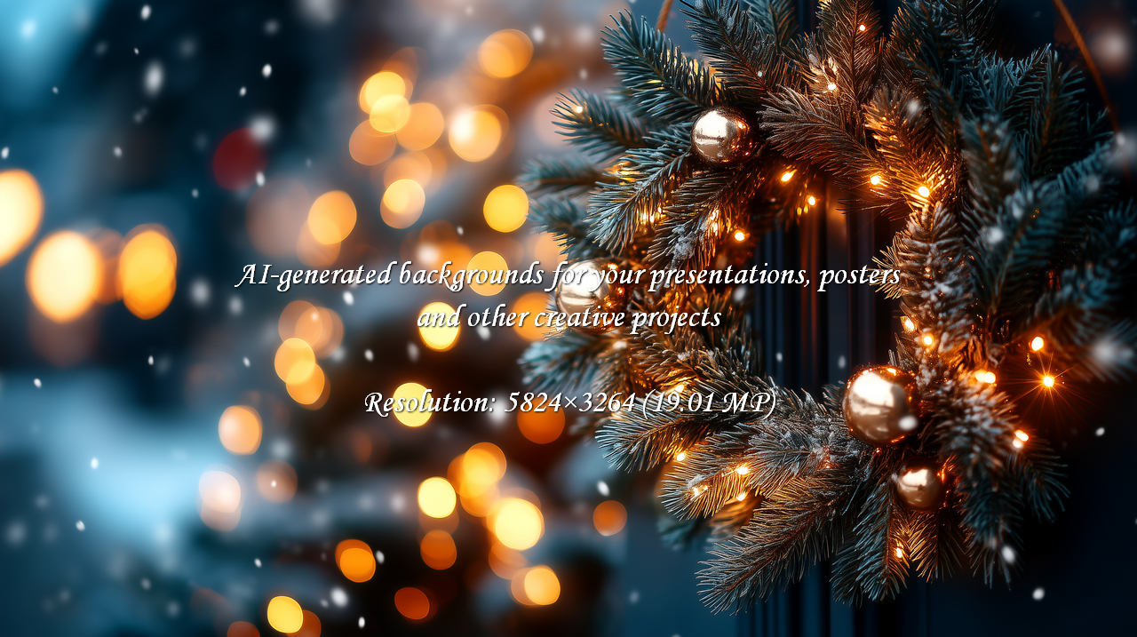 Capture the enchanting spirit of the holidays with this stunning Christmas wreath. Adorned with golden ornaments and illuminated by twinkling fairy lights, it evokes a magical winter wonderland. Perfect for festive greetings, seasonal decor, and creating 