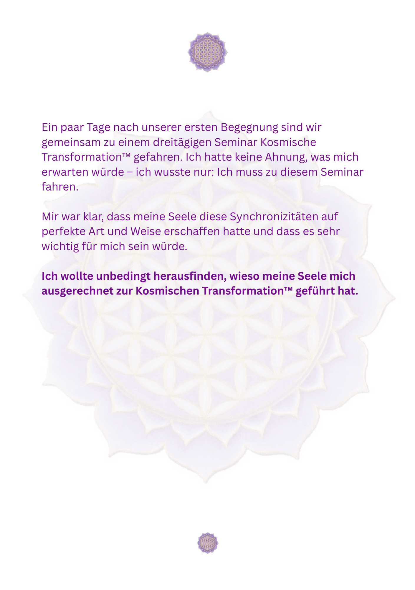 Zweite Seite der Leseprobe aus dem eBook Kosmische Transformation™ – Heilung darf einfach sein. Persönlicher Erfahrungsweg von Steffi Myriel Kieling – die innere Führung zur Kosmischen Transformation und der Beginn tiefgreifender Erinnerung.