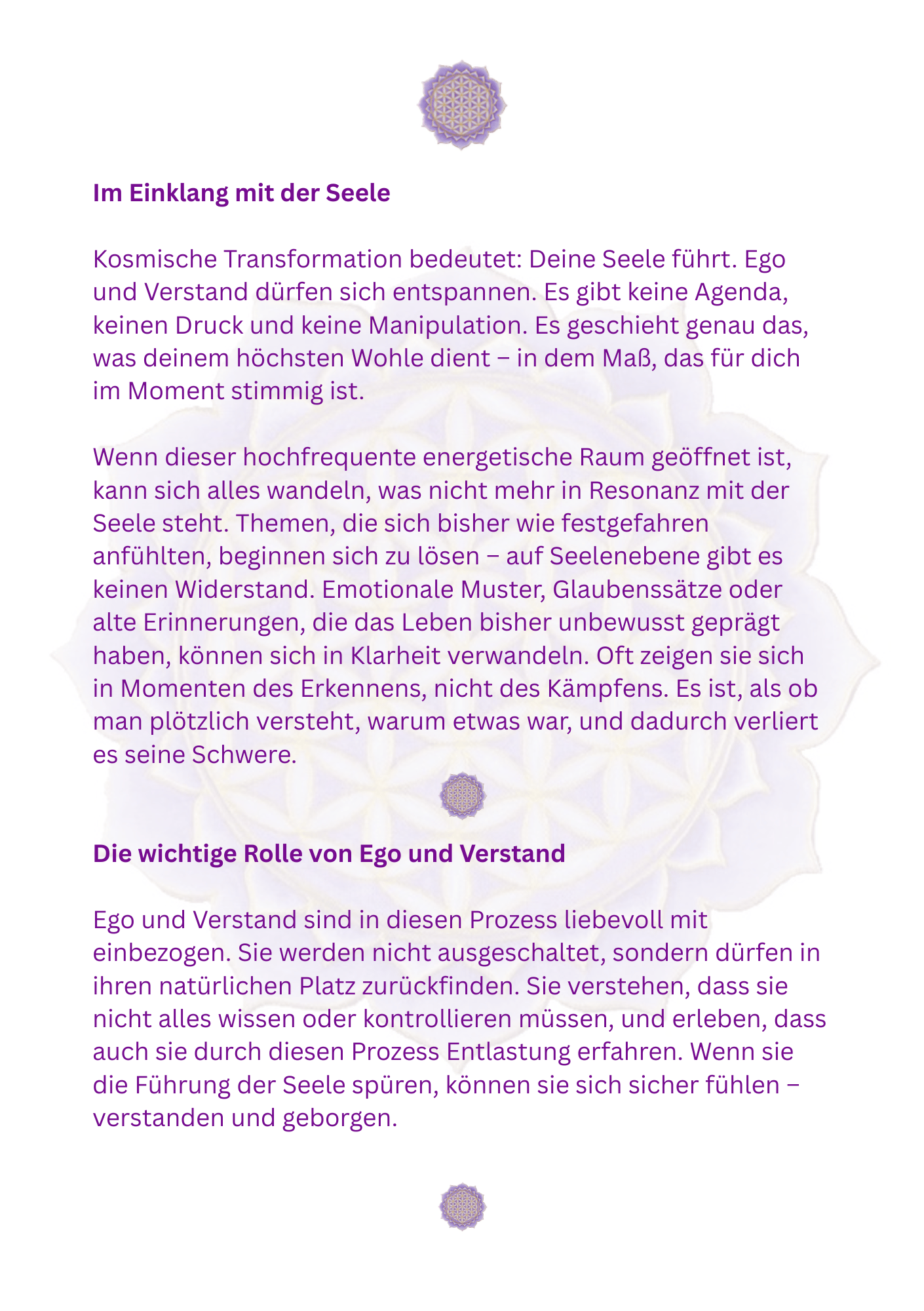 Seite der Leseprobe aus dem eBook Kosmische Transformation™ – Heilung darf einfach sein. Im Einklang mit der Seele. Die wichtige Rolle von Ego und Verstand