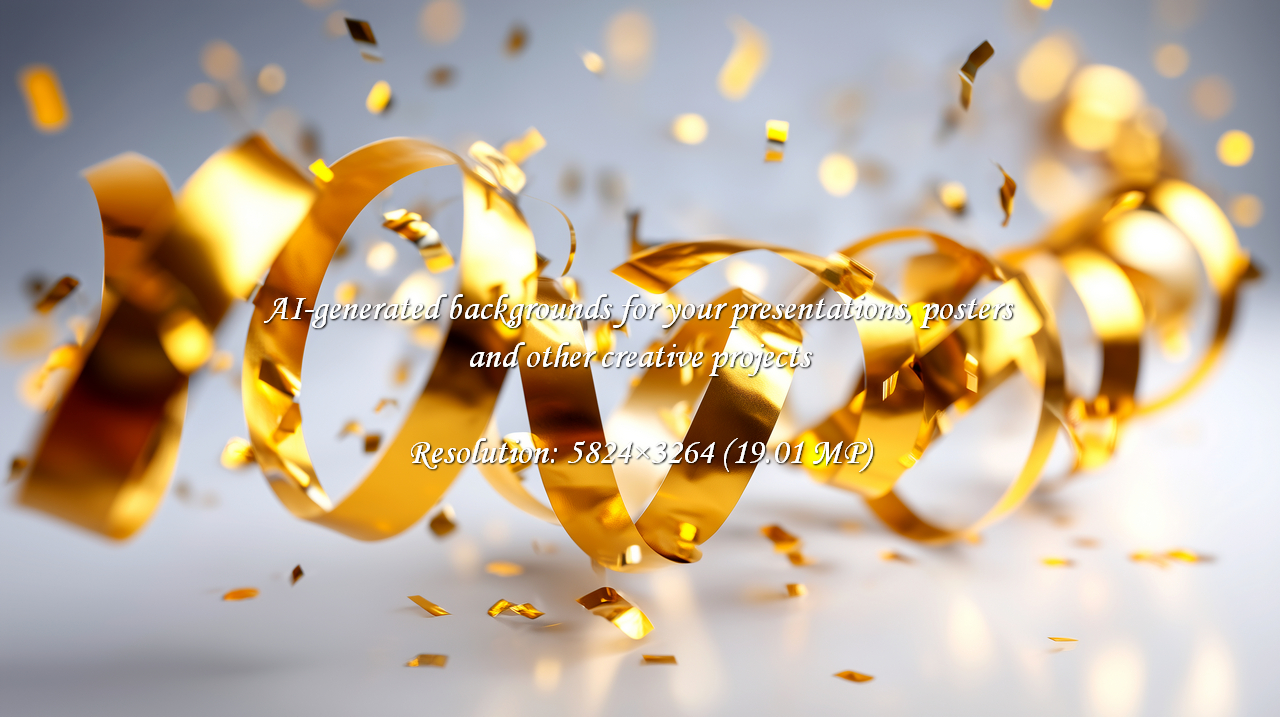 Capture the exhilarating spirit of triumph and celebration with dynamic golden streamers and sparkling confetti, perfect for conveying success, joy, and luxurious festivity.