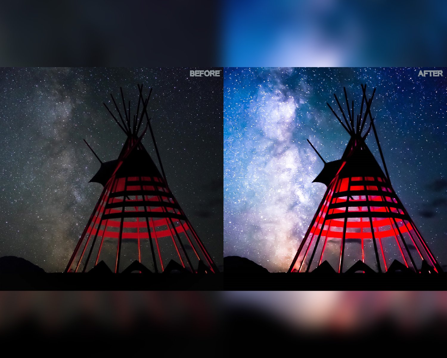 Night Sky presets, Lightroom presets, Astrophotography presets, Night presets, Milky way presets, Preset lightroom, Photoshop presets