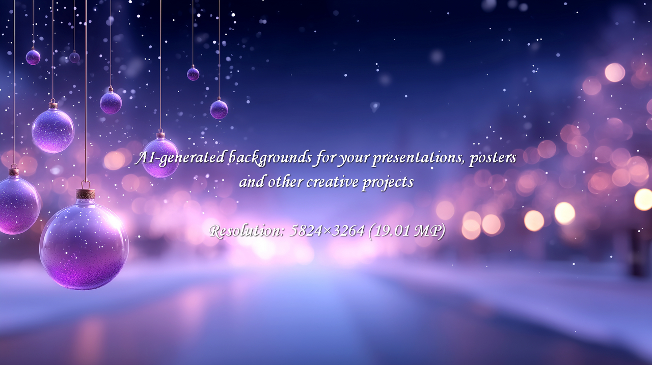 Enchanting purple Christmas ornaments shimmer with magical light against a soft, bokeh-filled winter night, creating an atmosphere of festive wonder and holiday cheer.