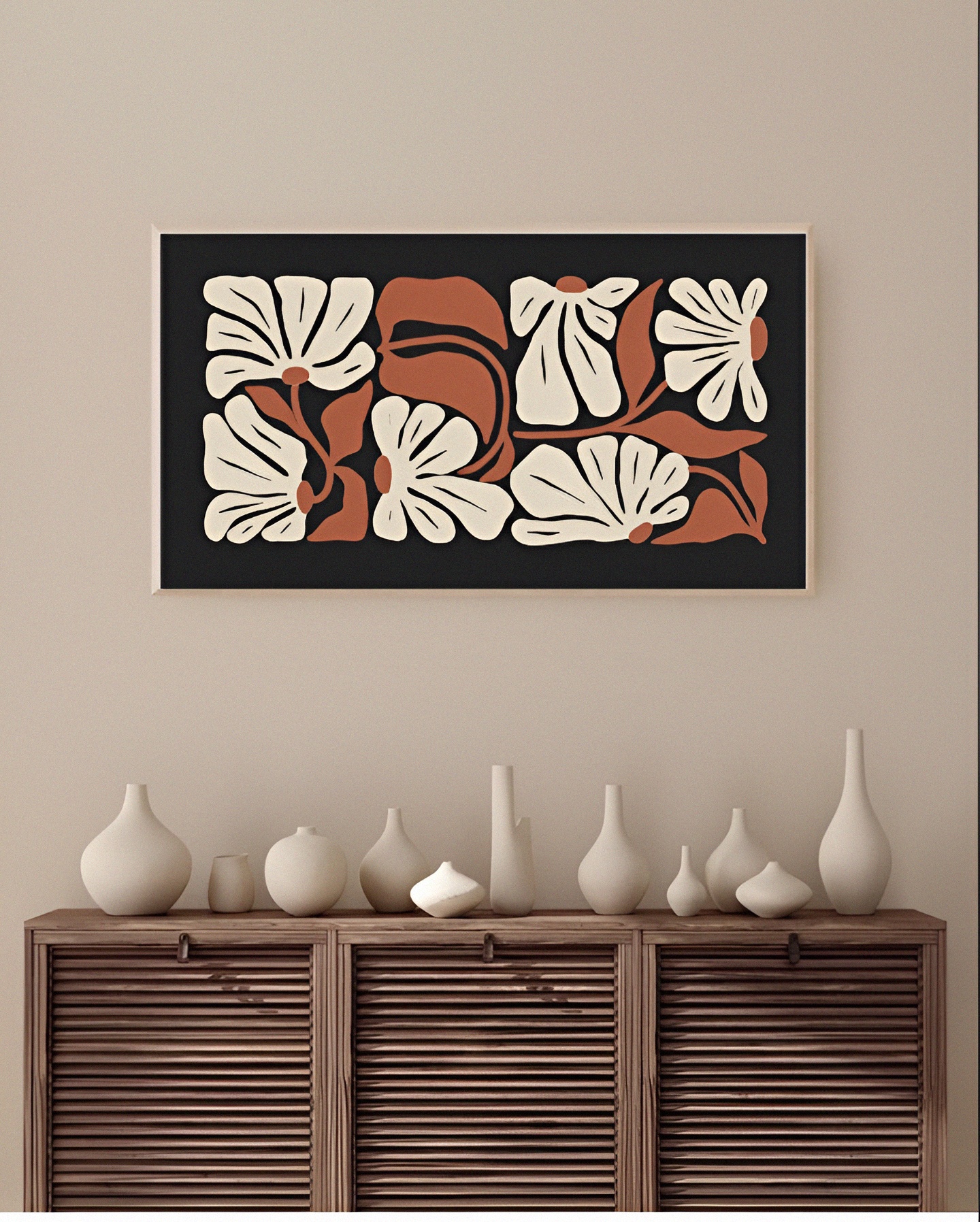 Modern Floral Abstract Wall Art Set – Minimalist Botanical Prints in ...