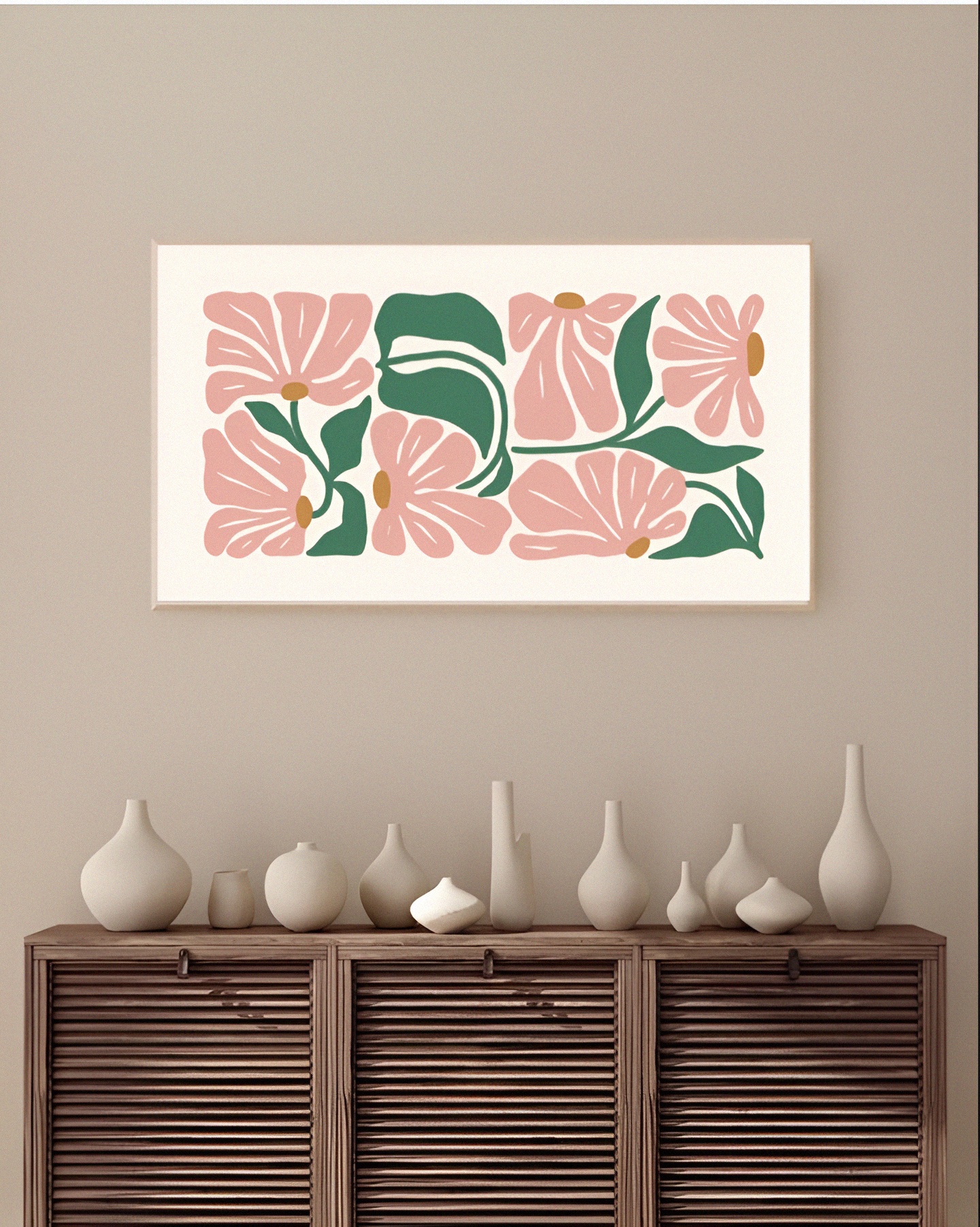 Modern Floral Abstract Wall Art Set – Minimalist Botanical Prints in ...